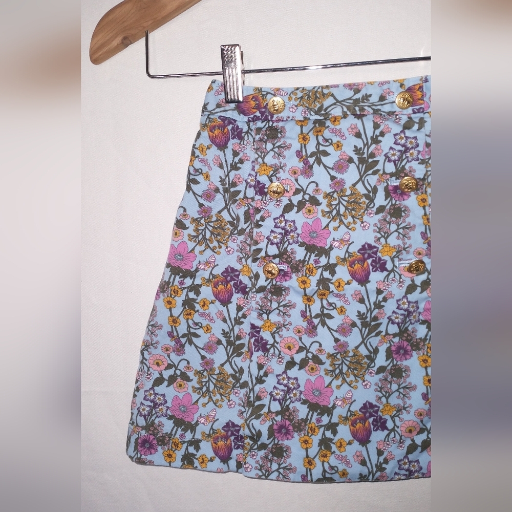 Brooks Brothers Girls 8 Floral Button-Front Skirt - Blue and Pink - Picture 2 of 6